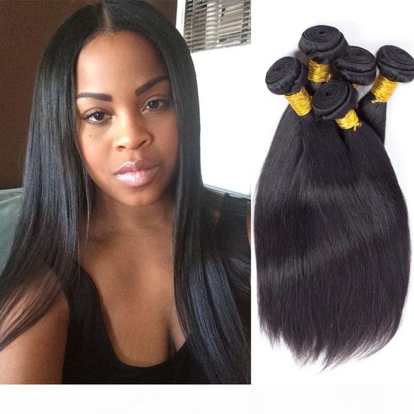 

b2c peruvian straight human hair weave virgin brazilian hair straight weaves 5 bundles malaysian indian cambodian straight hair extensions, Black