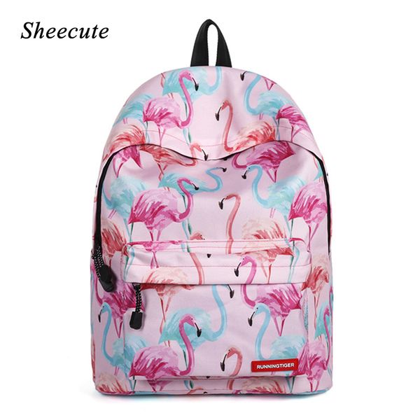 

children's backpack middle primary school backpack bags for women 2019 fashion pink printed flamingo bag girl backpacks kids bag t20070