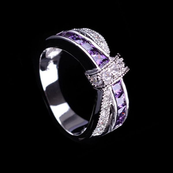 

beautiful pretty fashion wedding party white gold color silver color nice women purple crystal lady ring jewelry lr050 h sqcqkc