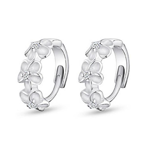 

promotion shiny zircon fashion flower 925 sterling silver hoop earrings for women jewelry wholesale, Golden;silver