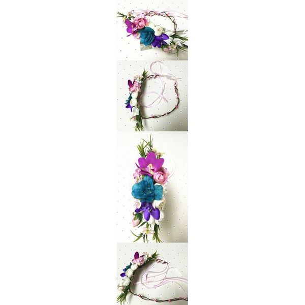 

real small white flower wreath bridal headband headdress ornament kids children flower crown hair accessories adjustable qylehm