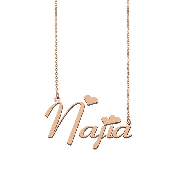 

najia name necklace custom nameplate pendant for women girls birthday gift kids friends jewelry 18k gold plated stainless steel, Silver