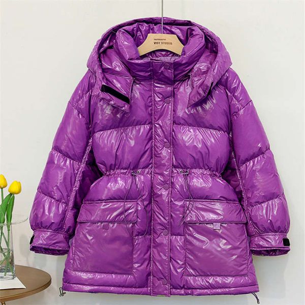 

new winter fashion oversize bright candy color down jacket for ladies medium and long waist down jacket cotton coat loose 6 color size s-l, Black