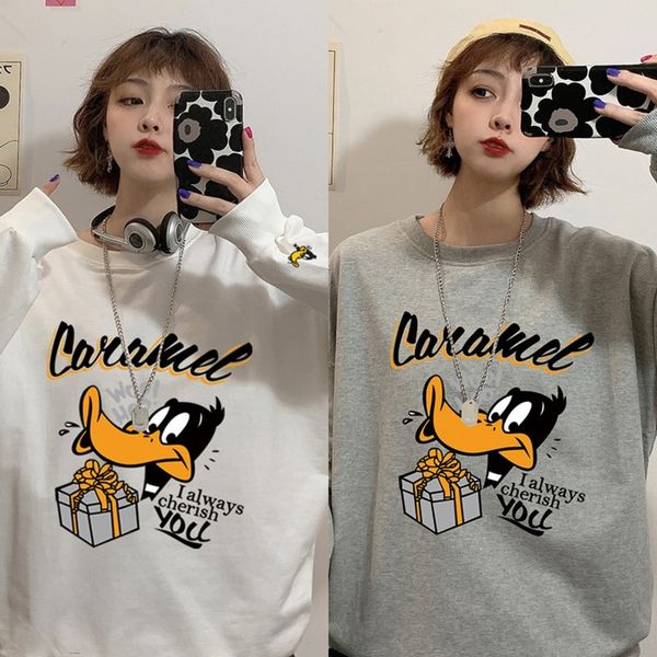 

hdmqh 2020 рукава нового мультфильм пуловеры печать рыхлые продолжительная осенью пуловер свитер одежда женщины размера большой pphh4, Black