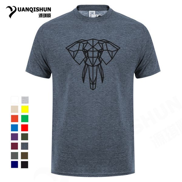 

2018 new geometric elephant head design boutique fashion african wild animal tshirt line art tees 3xl hooded sweatshirt hoodie men t shirt