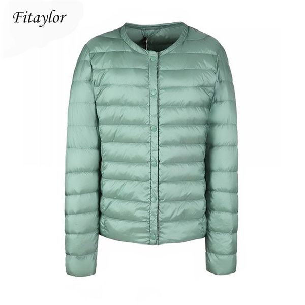 

fitaylor new winter women ultra light white duck down jacket short coat slim casual down coats female plus size s- warm parka lj201021, Black