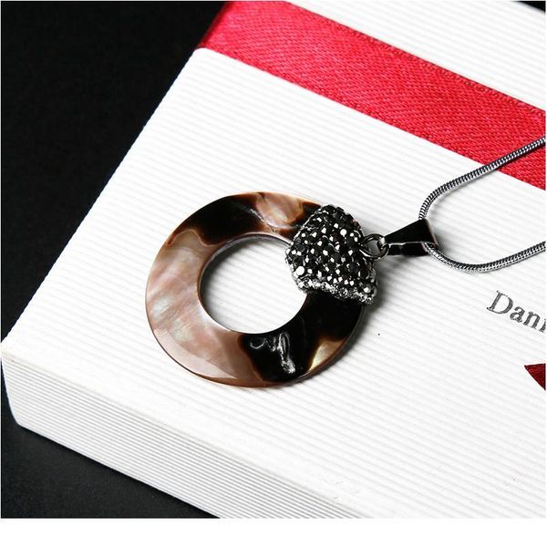 

1pc fashion natural shell rounded pendant reflective rock diamond gemstones decoration meditation trend jewelry pendant jllpvq, Black
