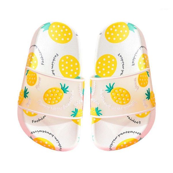 

kids girls summer slide sandals cute cartoon fruit slippers anti-slip water shoe h37a1, Black;grey