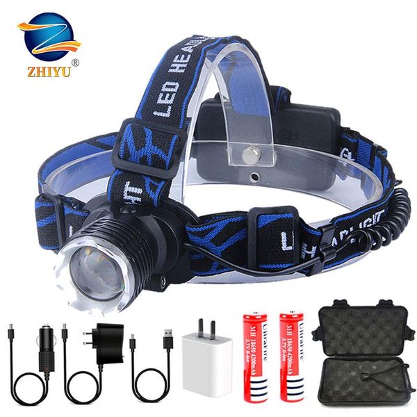 

чжиюй ultra bright led handlamp 3 режимы dc перезаряжаемая фара t6 рыбалка head lamp велосипедов увеличить 18650 головного света