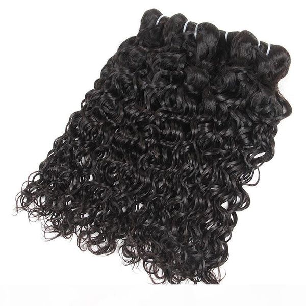 

10a brazilian virgin hair water wave 4 bundles unprocessed natural wave human hair extensions peruvian indian malaysian hairstyles, Black