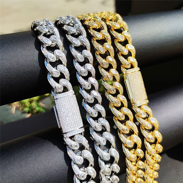 

iced out cuban link chain micro paved drop big zircon gold silver plated mens bling bling jewelry cuban gold chain