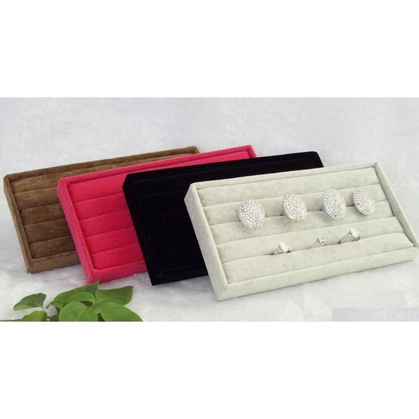 

wholesale 11*22cm small velvet ring slot tray jewelry display tray jewelry display box color from red, grey. brown,black 8gt2k