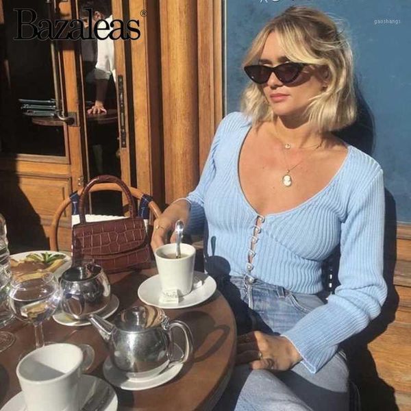 

bazaleas deep v neck streetwear knitted cardigan center pearl buttons sweater women vintage women pull femme1, White