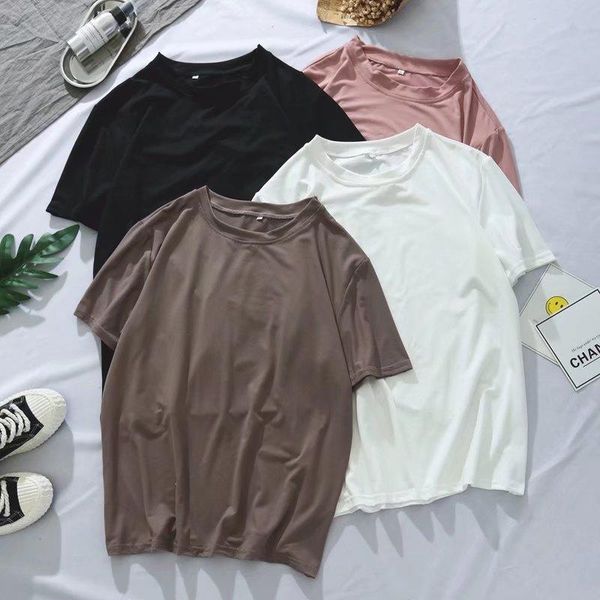 

korean-style summer men's short-sleeved t-shirt crew neck solid color t-shirt base shirt teenager half sleeve simple on clothes, White;black