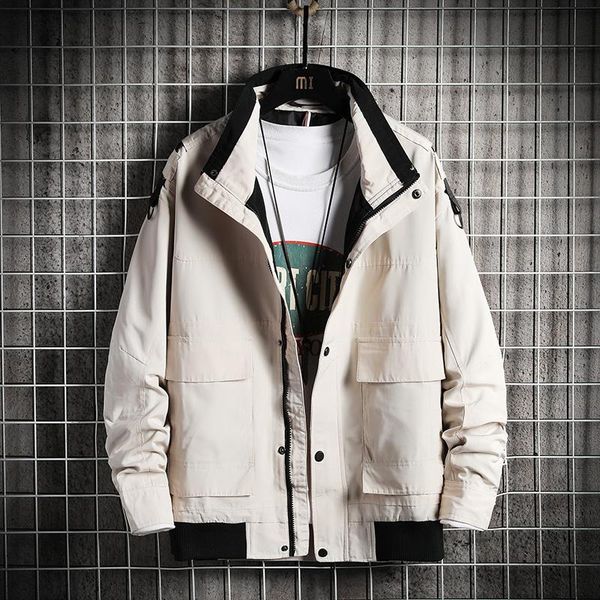 

new jacket men coat fashion tooling windbreaker coats casual slim japanese mens cargo bomber jackets coats outwear streetwear, Black;brown