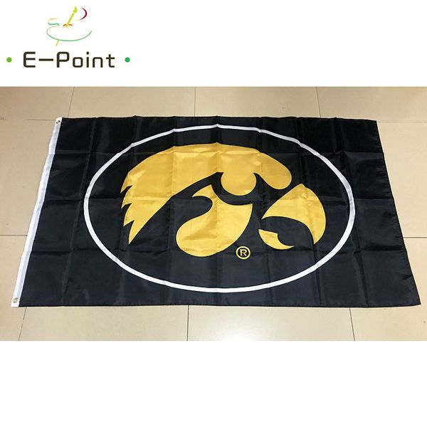 NCAA Iowa Hawkeyes Flag 3 * 5ft (90cm * 150cm) Bandiera in poliestere Banner decorazione volante casa giardino bandiera Regali festivi