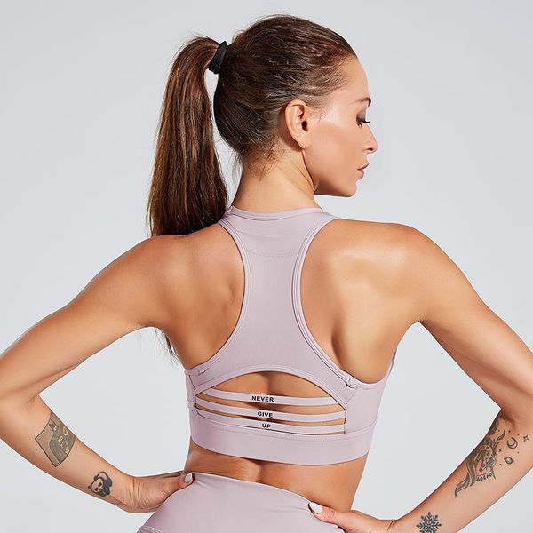 

fashion mesh running athletic bras never give up letter sports bra fitness workout yoga tank women gym wear kg-518, White;black