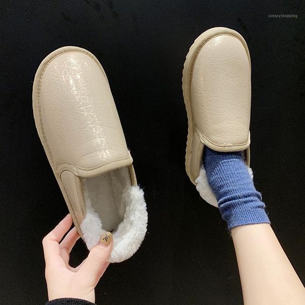 

flat heel white ankle boots plush boots-women shoes round toe winter footwear luxury designer australia low short fur1, Black