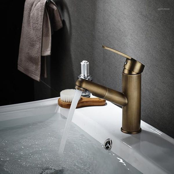 

bathroom sink faucets antique copper wire drawing basin pull out faucet sprayer brass wash mixer tap1