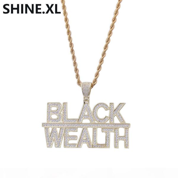 

hip hop fashion gold plated 2 rows letter black wealth pendant necklace men bling jewelry gift, Silver