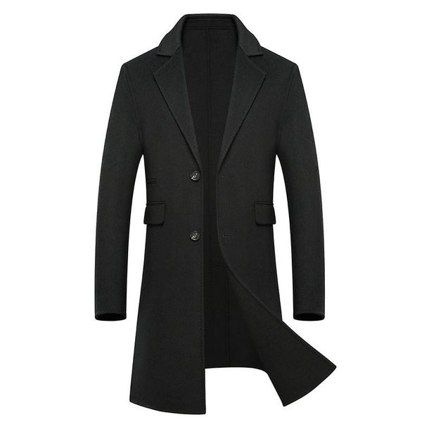 

new leisure double sided wool cashmere coat for men thickened men's woolen coat medium length windbreaker men's wear, Black