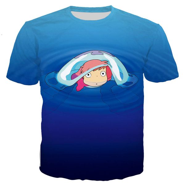 

cartoon ponyo on the cliff 3d print shirts harajuku aesthetic plus size men clothing
