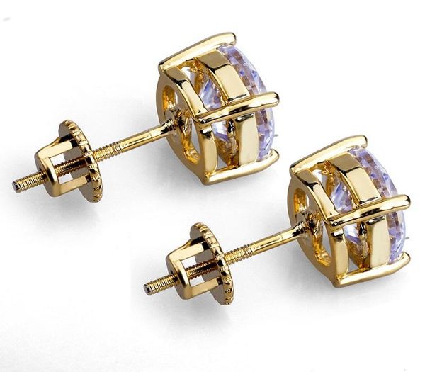 

mens hip hop stud earrings jewelry fashion round gold silver simulated diamond earrings for2210850718, Golden;silver