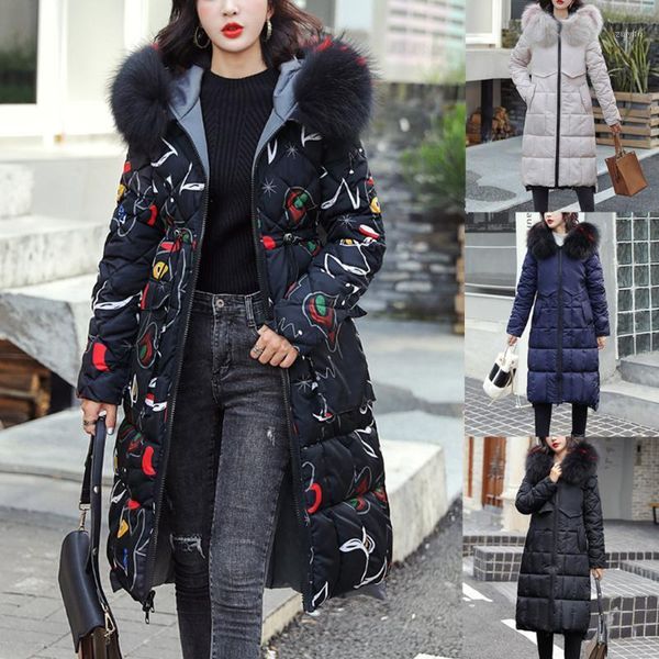 

hsu new coats womens winter loose long cotton-padded jacket reversible outerwear pocket hooded coat pullover female clothes, Black