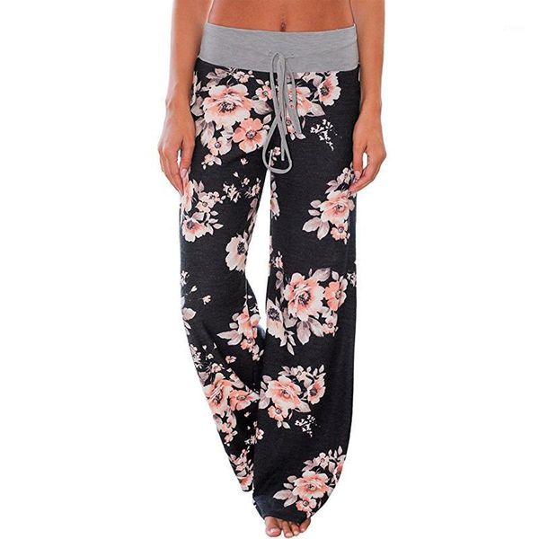 

womens lady loose casual harem pants jogger dance hiphop slacks wide leg trousers ladies women flower pants print trousers women1, Black;white