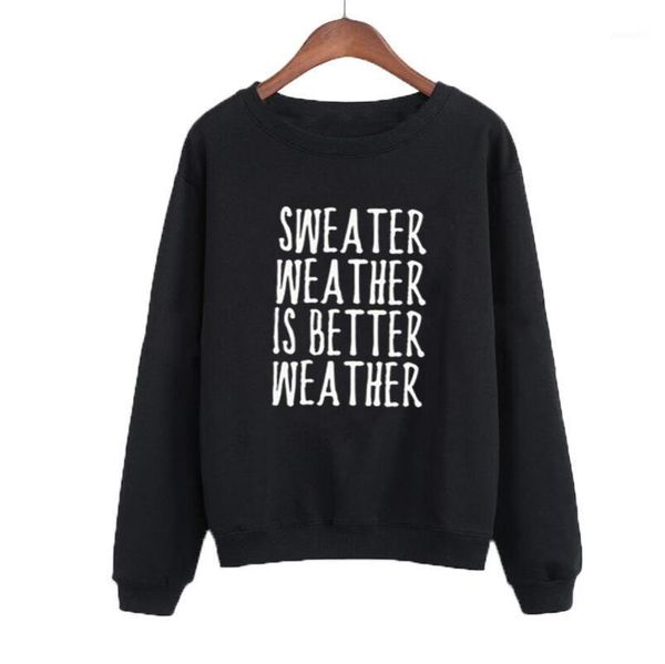 

female tracksuit crew neck hoodies sudader weather is better harajuku letter print long sleeve sweatshirt black white pullover1