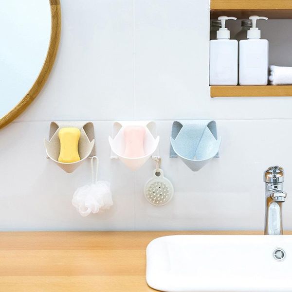 

drain soap box sucker soap holder dish bathroom organizer storage box plastic tray holder container wall-mounted punch-new q wmtpyi