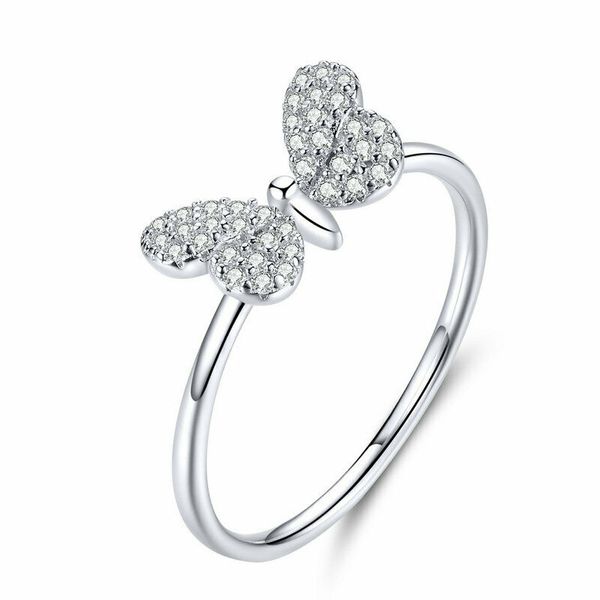 

fashion european women soild 925 sterling silver butterfly finger rings jewelry for christmas