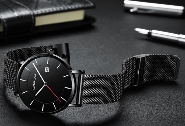 

2020 crrju new arrival silm men sports watches business waterproof simple gift wristwatches male relogio masculino men black clock, Slivery;brown