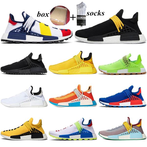 

with box pharrell williams human race races tennis men running shoes woman yellow equality nerd black mens trainers sneakers 36-45