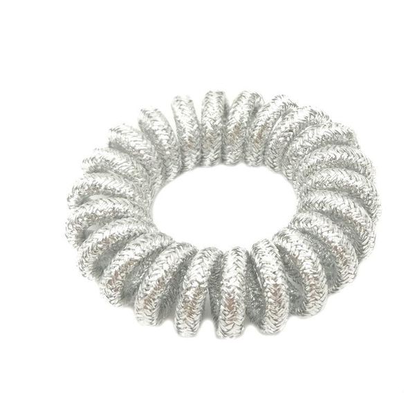 

telephone wire line cord traceless silver wrap cloth ring gum elastic band girl's hair scrunchy size 3.5cm q bbyoxy