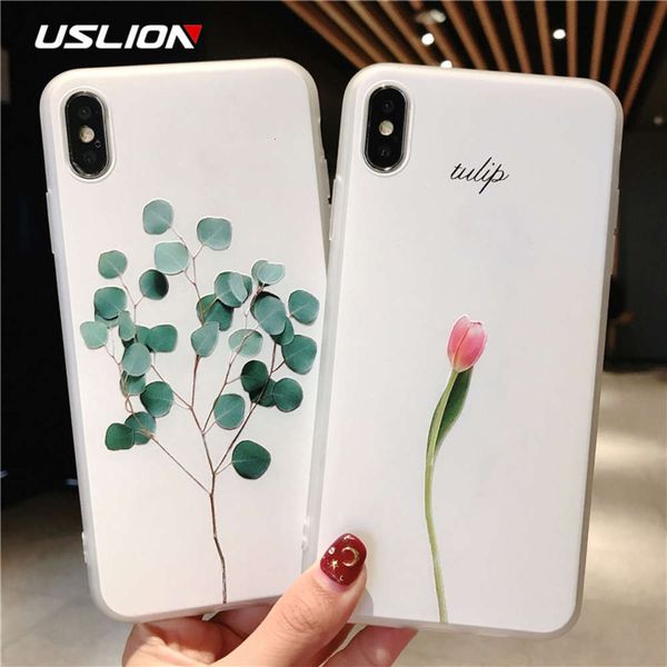 

uslion soft silicon sheath and green leaf dign vip, 3d flower relief protection vip 11 pro xr xs max x 6 6s 7 8 plusvfe1