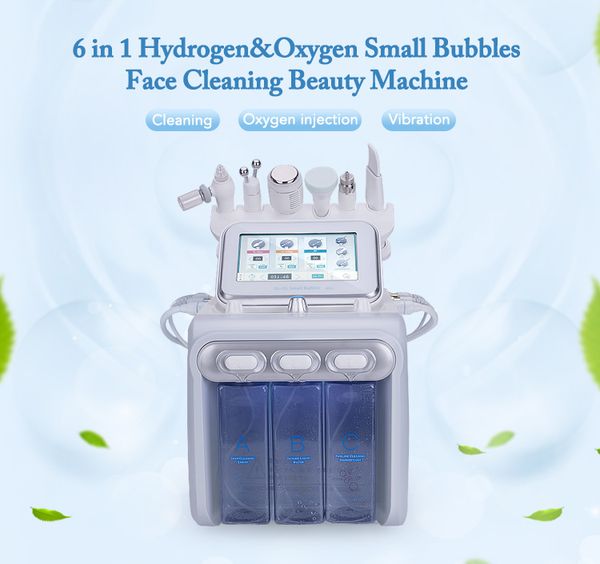 

hydrogen oxygen small bubble machine, 6 in 1 hydro dermabrasion clean facial skin care water jet peel machine for beauty salon, Black;white