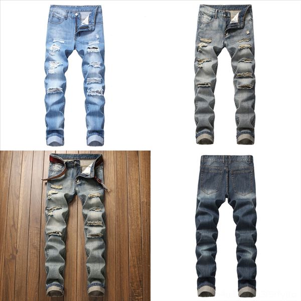 

ajqfp hip fashion men hole jeans letters man jeans hole pants ankle-length dener korean new hop man harem jeans male, Black