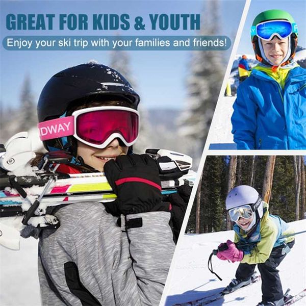 

[ru local warehouse] findway brand kids ski goggles otg anti-fog winter snowboard glasses for age 8-14 boys girls children youth 220110