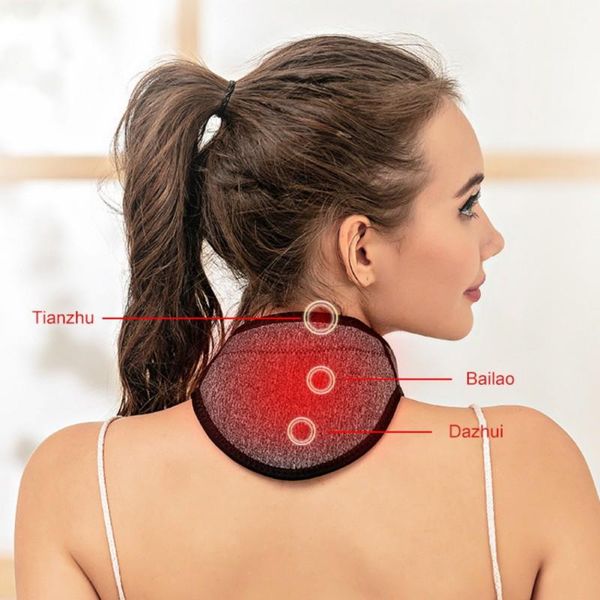 

self-heating magnetic therapy neck protector knee protector electric heating neck to keep warm in winter, Black;gray