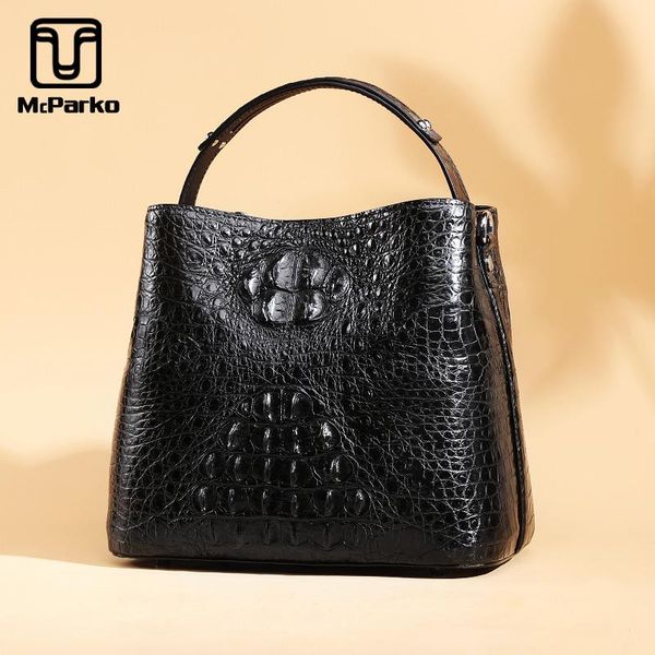 

mcparko crocodile shoulder bag ladies hand bags handle bucket bags genuine leather handbags women elegant green red