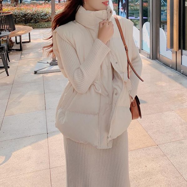 

new winter temperament versatile hand-stuffed cotton vest loose warm cotton coat ladies vest, Black;white