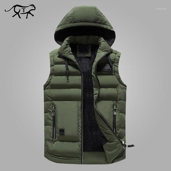 

mens winter jackets casual thick vests men sleeveless hoodie coats male cotton padded warm slim big pocket cashmere waistcoat1, Black;white