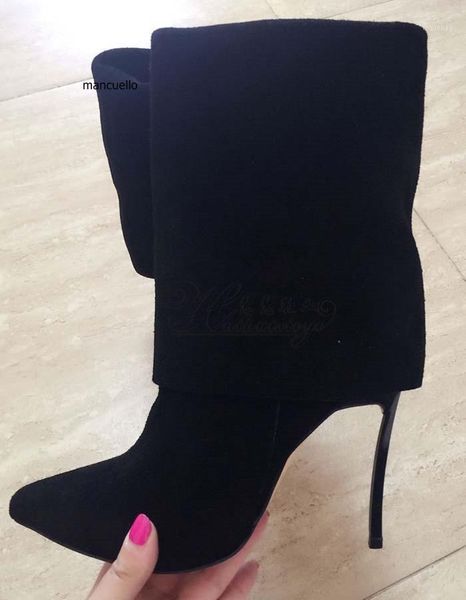 

boots simply grey suede pointed toe short classy women metal thin high heel ankle selling folder pump1, Black