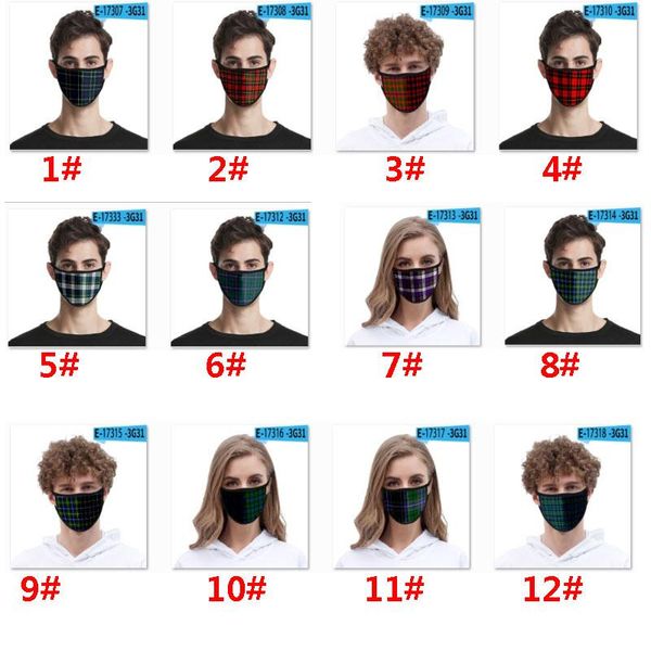 maschera a righe plaid maschera 3d antipolvere moda stampata panno di seta del ghiaccio lavabile riutilizzabile maschere protettive antipolvere dhl free