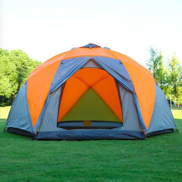 

большой двойной слой 3-дверный 6-угол палатки может вместить 10 человек ручной палатки на открытом воздухе кемпинга будка