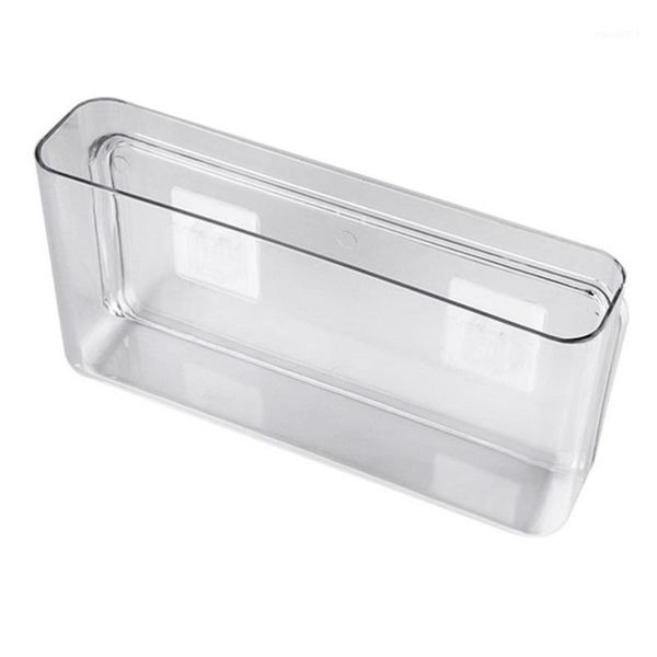 

1pc plastic clear storage container wall mounted storage holder no punch large sundry box for home kitchen1