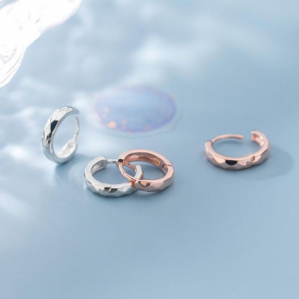 

100% 925 solid sterling silver geometric minimalist fashion hoop earrings for women girls lady silver jewelry gift, Golden;silver
