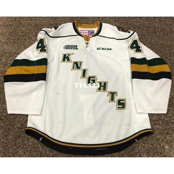 

real men real full embroidery #4 olli juolevi london knights game issued ohl hockey jersey or custom any name or number hockey jersey, Black