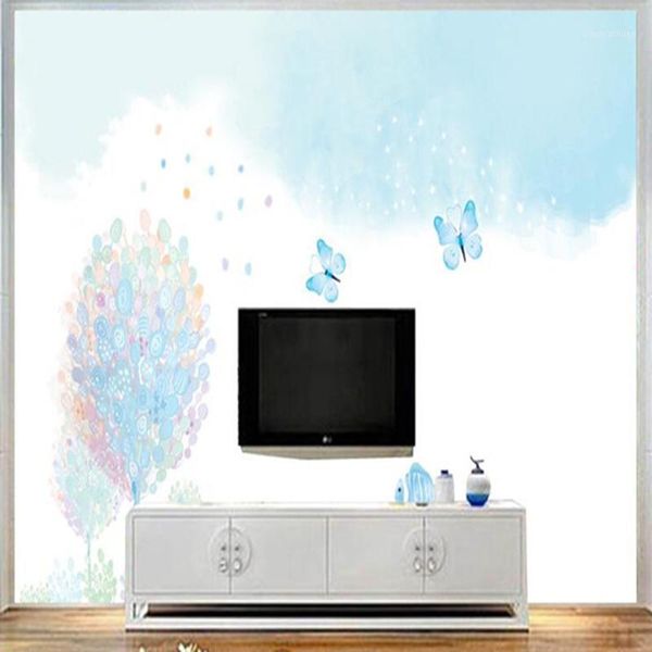 

custom wallpaper p mural cute swim fish wallpaper roll blue tree color butterfly wallpapers for living room bedroom1